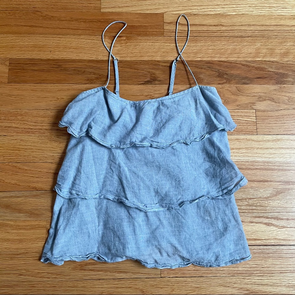 Ruehl cotton chambray ruffle top